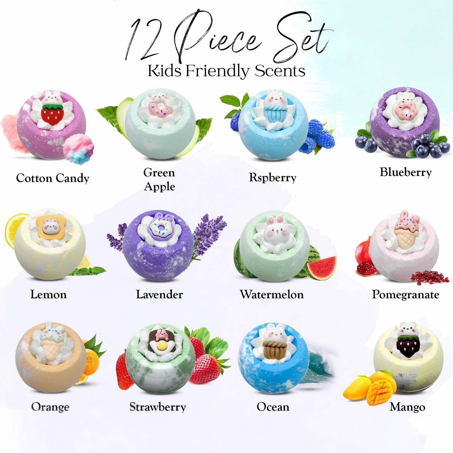 EvolutionUSA 12pc Bloom Bath Bombs with Toys, Adorable Girl Bath Bomb Set, Bubbly Kids Bathbombs, Fizzy Bath Ball, Kids Bath Bombs for Girls, Childrens Bath Bomb Set Easter, Valentines Gift