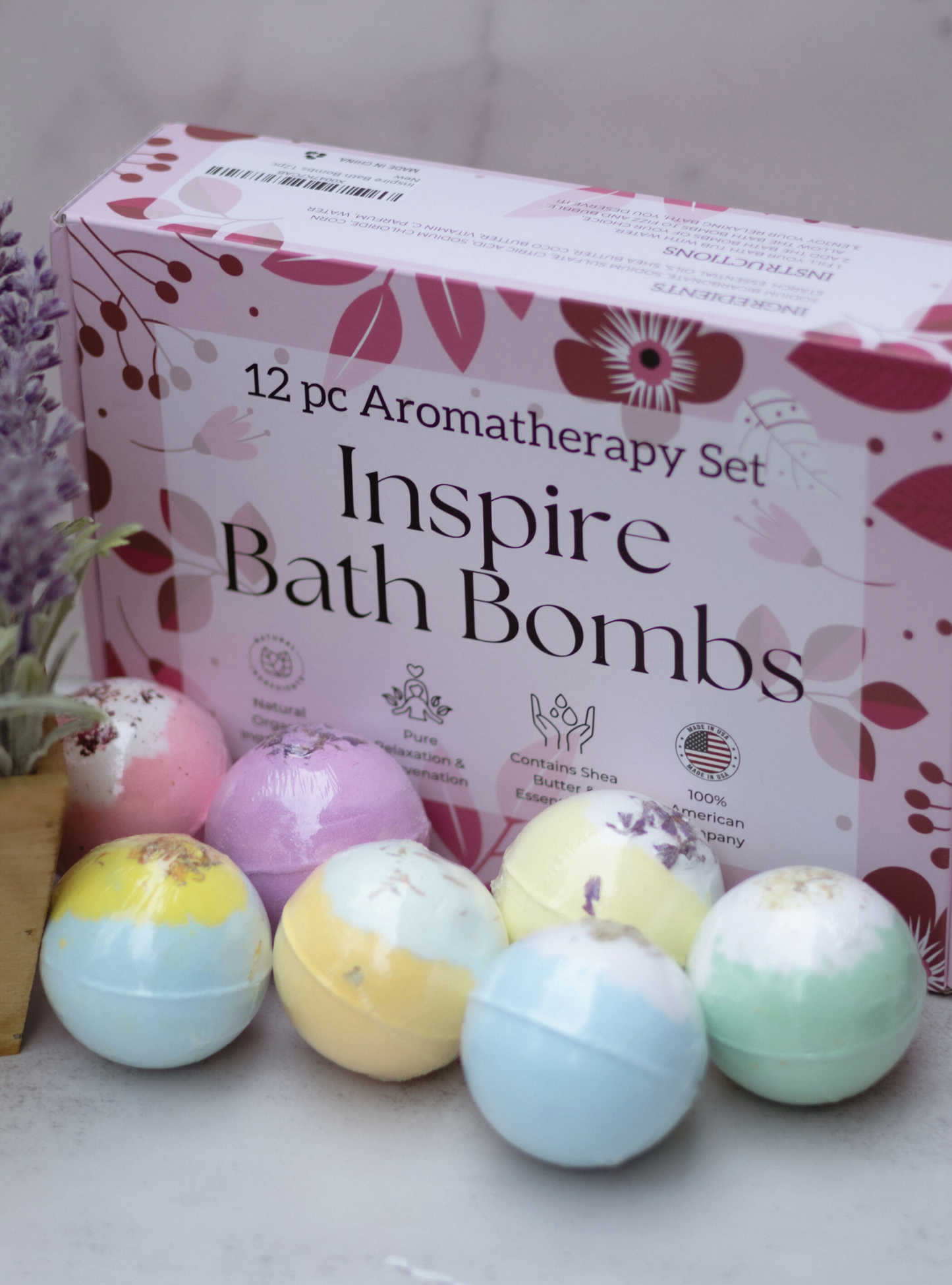 EvolutionUSA 12pc Inspire Bath Bombs for Women & Girls