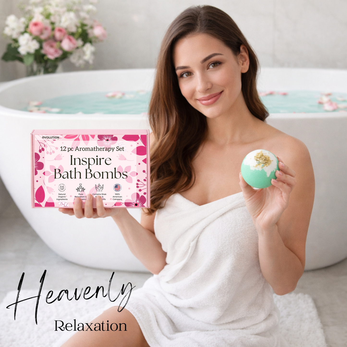 EvolutionUSA 12pc Inspire Bath Bombs for Women & Girls