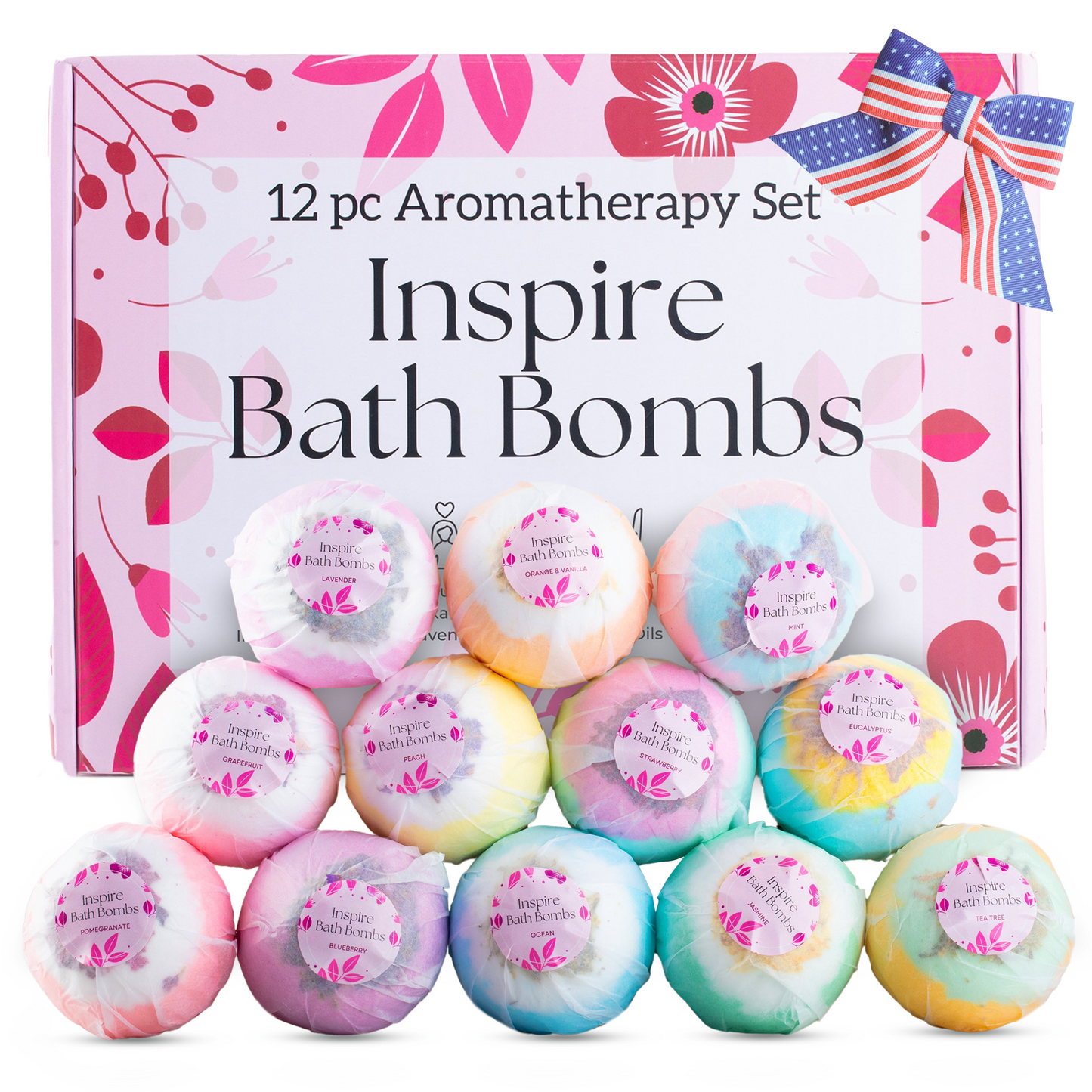 EvolutionUSA 12pc Inspire Bath Bombs for Women & Girls