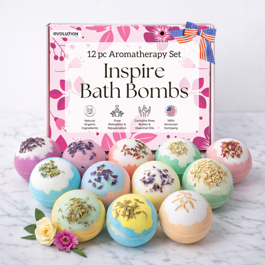 EvolutionUSA 12pc Inspire Bath Bombs for Women & Girls