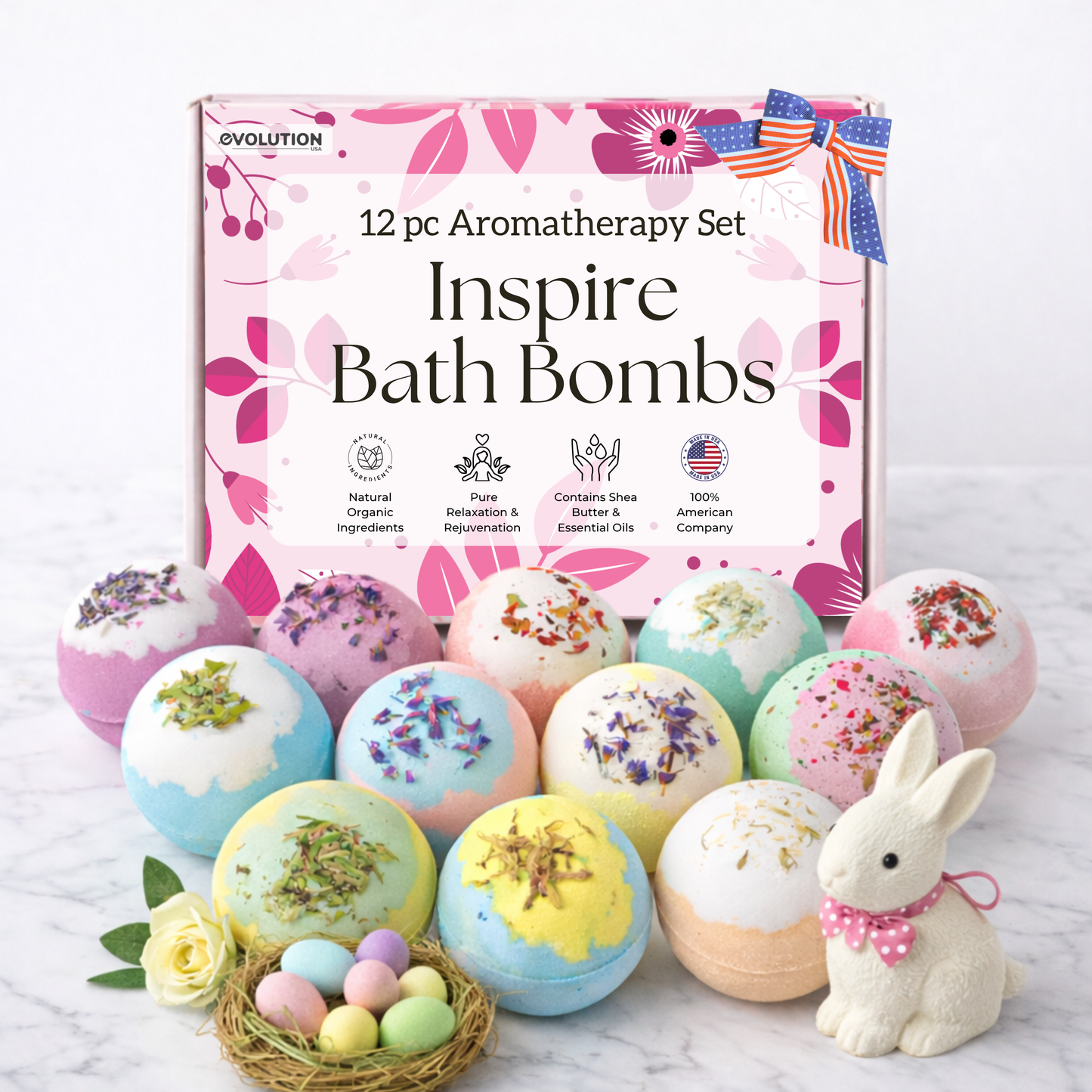 EvolutionUSA 12pc Inspire Bath Bombs for Women & Girls