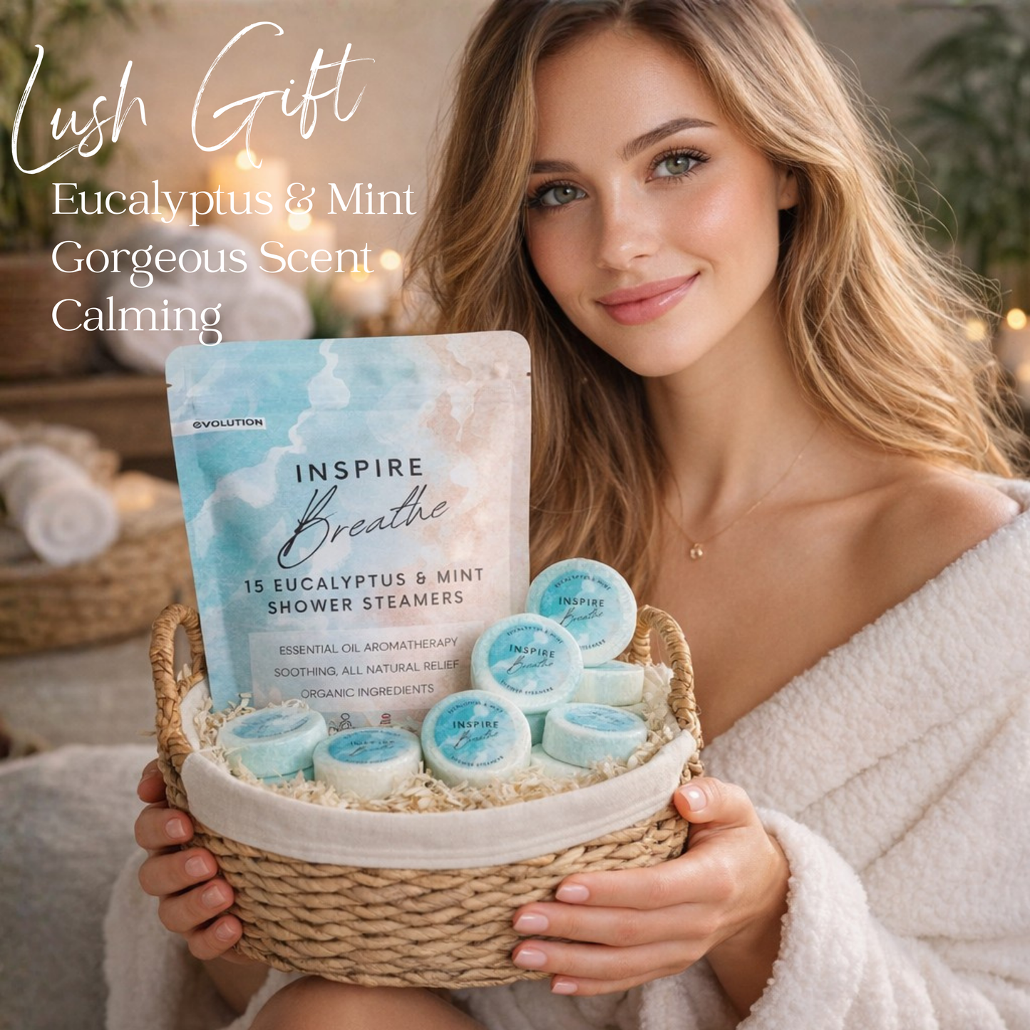 EvolutionUSA 15pc Inspire Breathe Shower Steamers – 15 Mint & Eucalyptus Shower Steamers for Women & Men