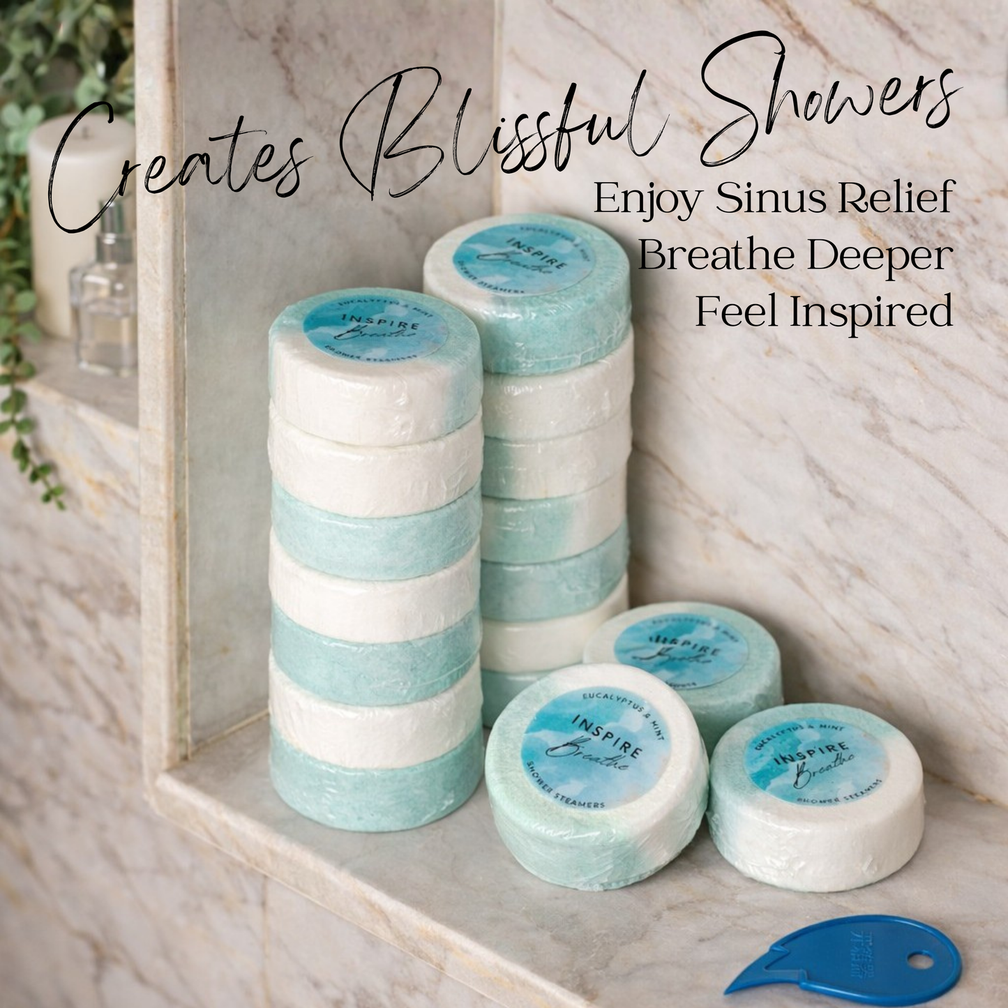 EvolutionUSA 15pc Inspire Breathe Shower Steamers – 15 Mint & Eucalyptus Shower Steamers for Women & Men