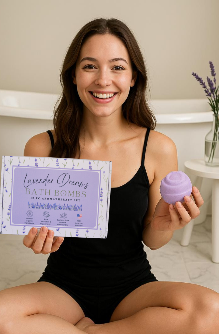 EvolutionUSA Lavender Dreams Bath Bombs for Women – 12 Organic Flower Bath Fizzer, Lush Lavender Bath Bombs for Girls, Womens Bathbomb, Lush Gift for Valentine, Easter, Birthday, Mothers Day, Self Care