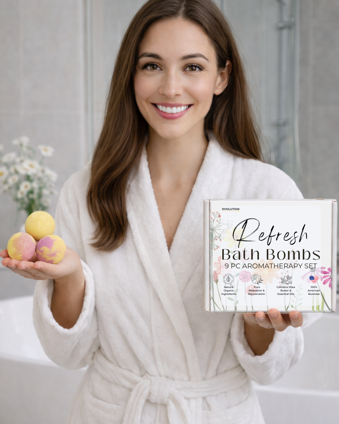 EvolutionUSA 9pc Refresh Bath Bombs for Women