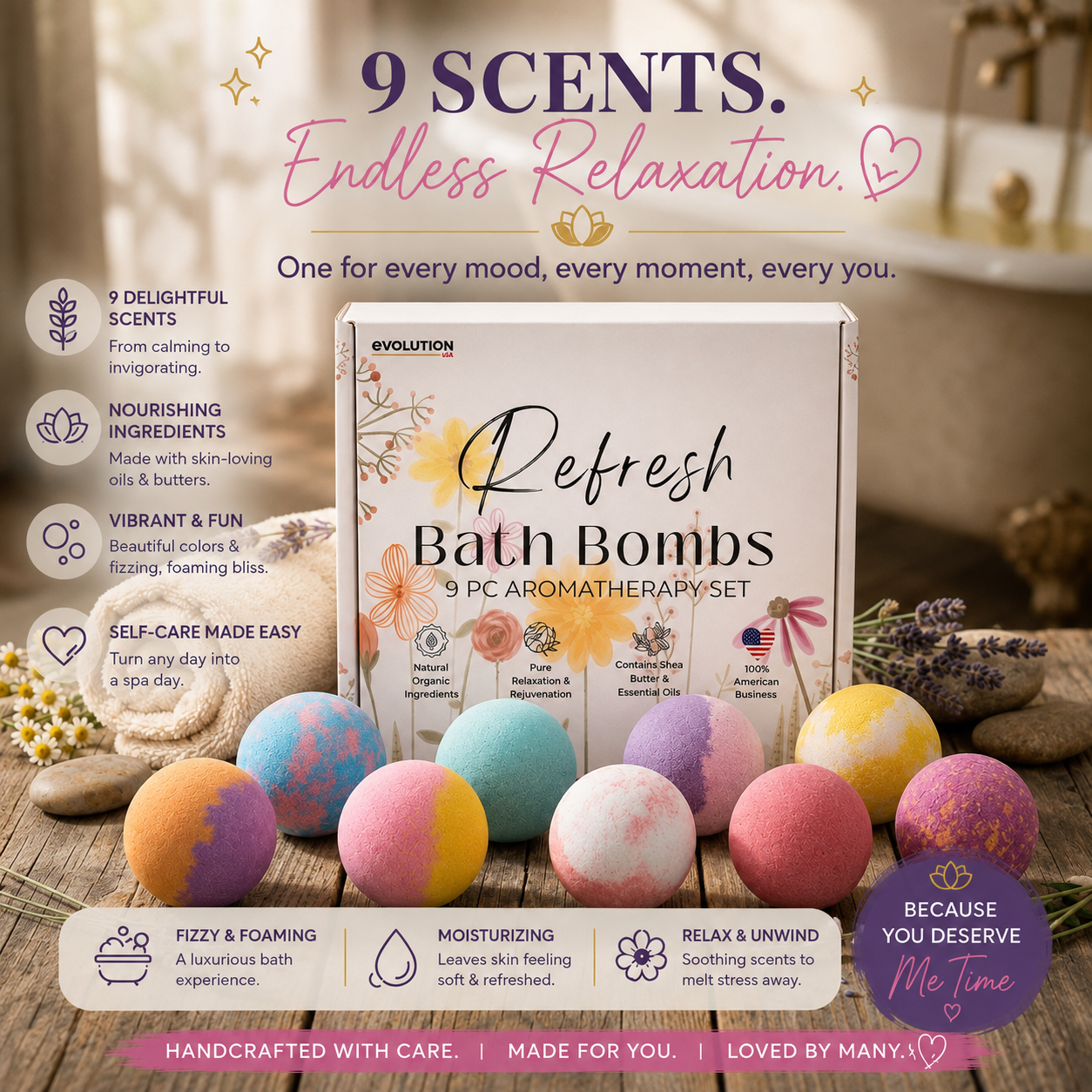 9pc Refresh Bath Bombs