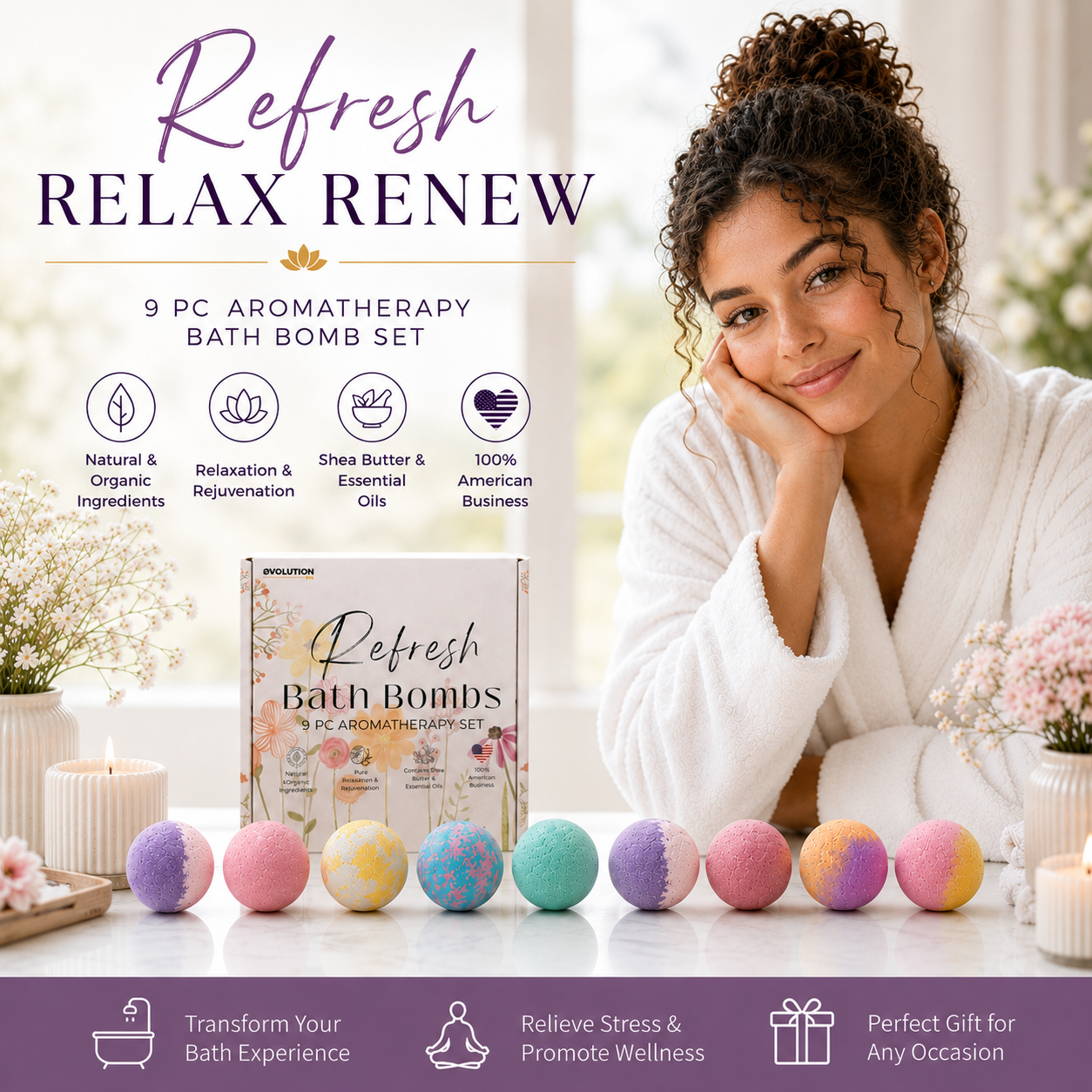 9pc Refresh Bath Bombs