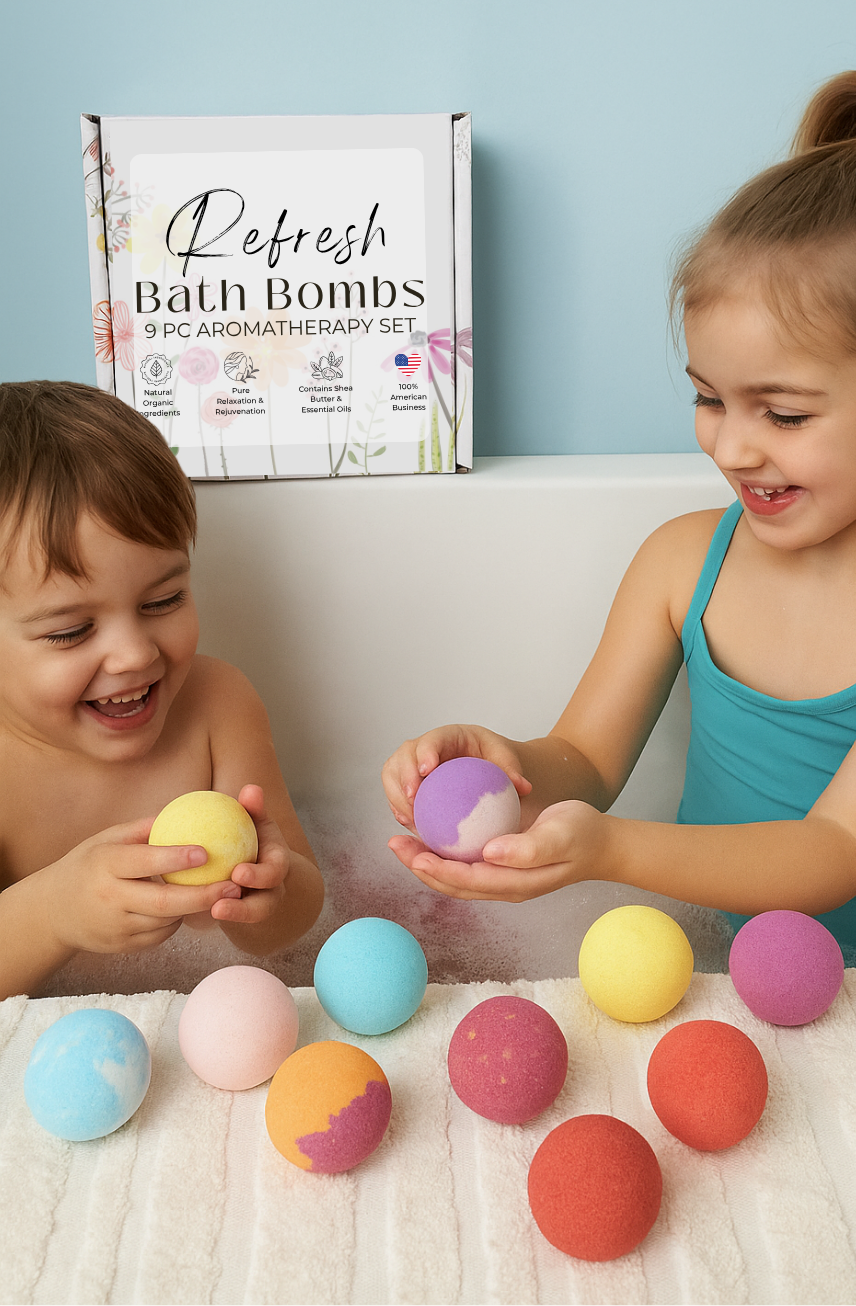 EvolutionUSA Refresh Bath Bombs for Women – 9 Lush Bath Bombs Mini Sized, Lush Womens Gift for Mother’s Day, Easter, Valentines, Birthday or Self Care, Organic Bathbombs Kids & Women, Bath Fun