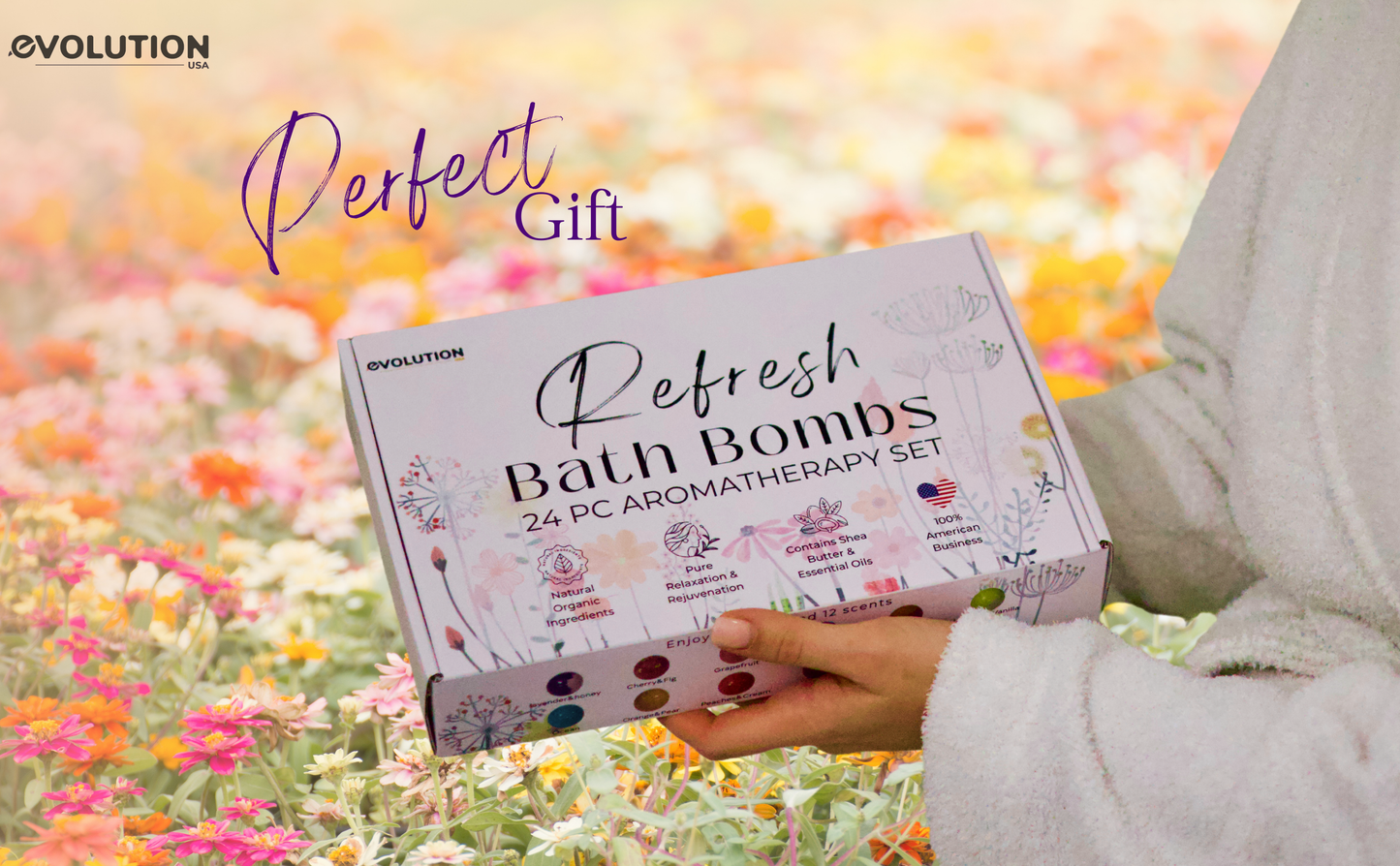 EvolutionUSA Refresh Bath Bombs for Women, 24 Lush Bath Bombs Mini Sized, Luxurious Womens Gift for Mother's Day, Easter, Birthday or Self Care, Luxurious & Relaxing Bathbombs, Womens Bath Balls