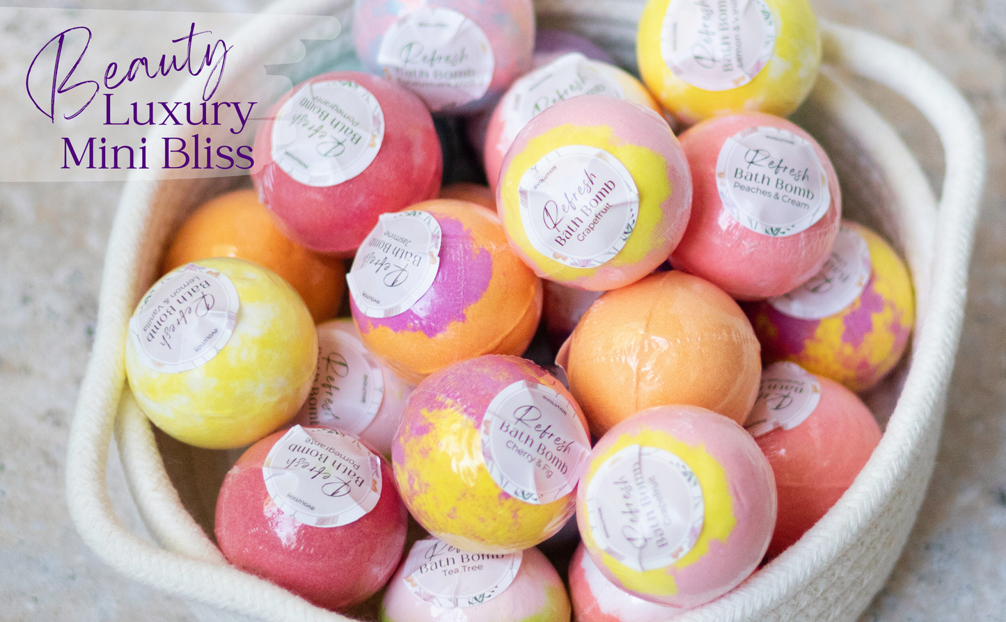 EvolutionUSA Refresh Bath Bombs for Women, 24 Lush Bath Bombs Mini Sized, Luxurious Womens Gift for Mother's Day, Easter, Birthday or Self Care, Luxurious & Relaxing Bathbombs, Womens Bath Balls