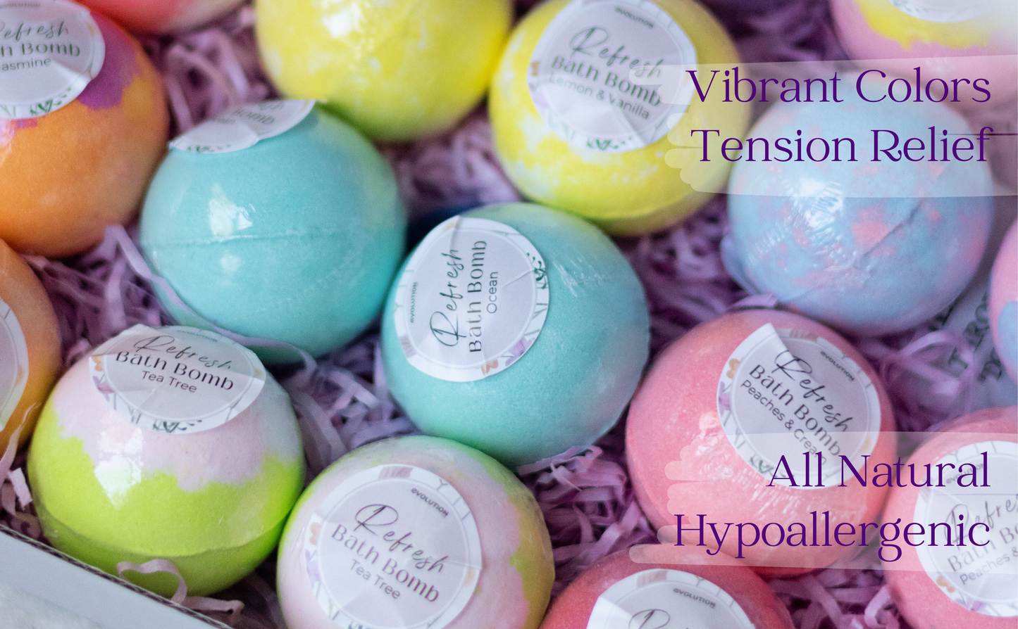 EvolutionUSA Refresh Bath Bombs for Women, 24 Lush Bath Bombs Mini Sized, Luxurious Womens Gift for Mother's Day, Easter, Birthday or Self Care, Luxurious & Relaxing Bathbombs, Womens Bath Balls