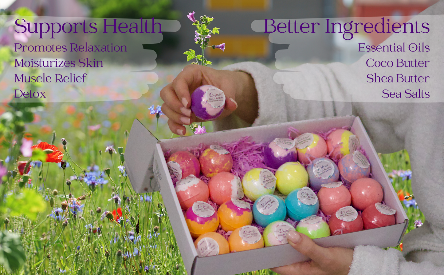 EvolutionUSA Refresh Bath Bombs for Women, 24 Lush Bath Bombs Mini Sized, Luxurious Womens Gift for Mother's Day, Easter, Birthday or Self Care, Luxurious & Relaxing Bathbombs, Womens Bath Balls
