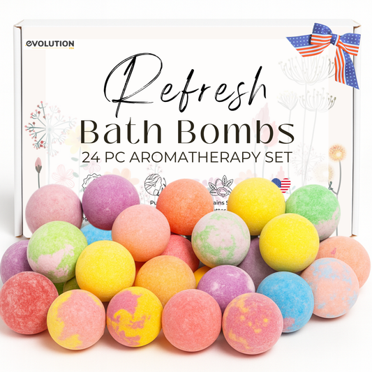 EvolutionUSA 24pc Refresh Bath Bombs for Women & Kids