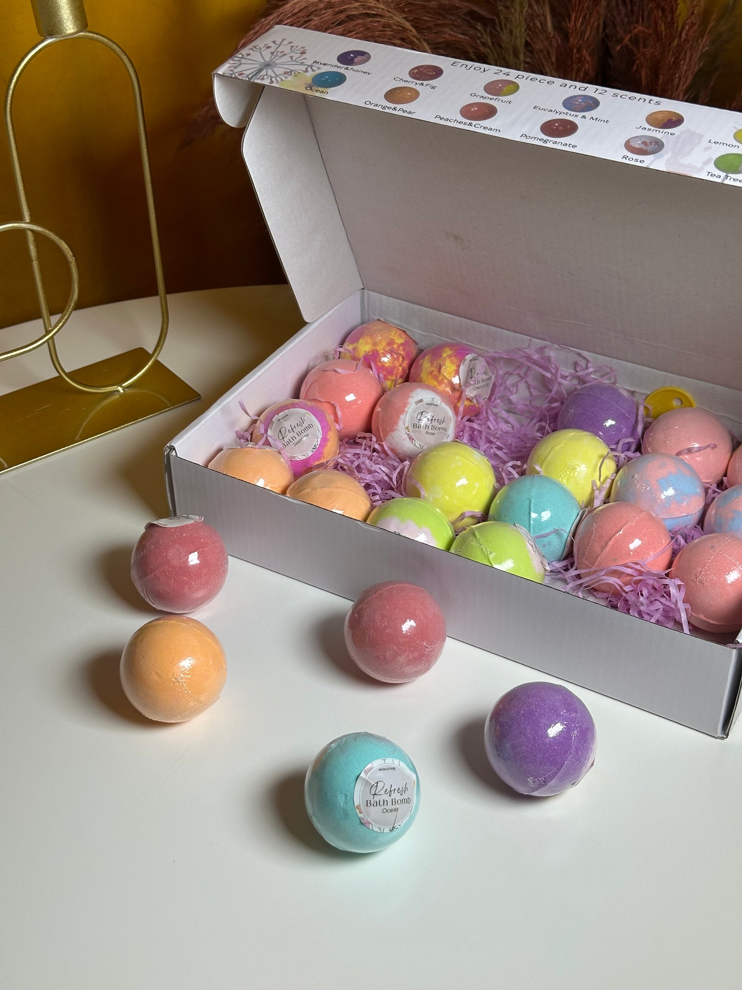 EvolutionUSA 24pc Refresh Bath Bombs for Women & Kids