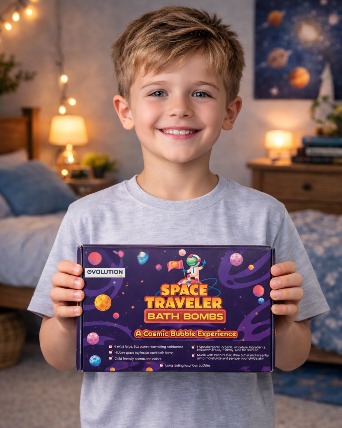 EvolutionUSA 6pc Space Bath Bombs for Boys & Girls