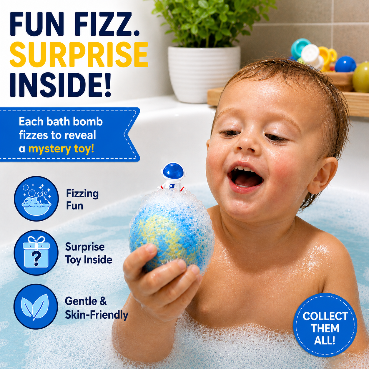 EvolutionUSA 6pc Space Bath Bombs for Boys & Girls