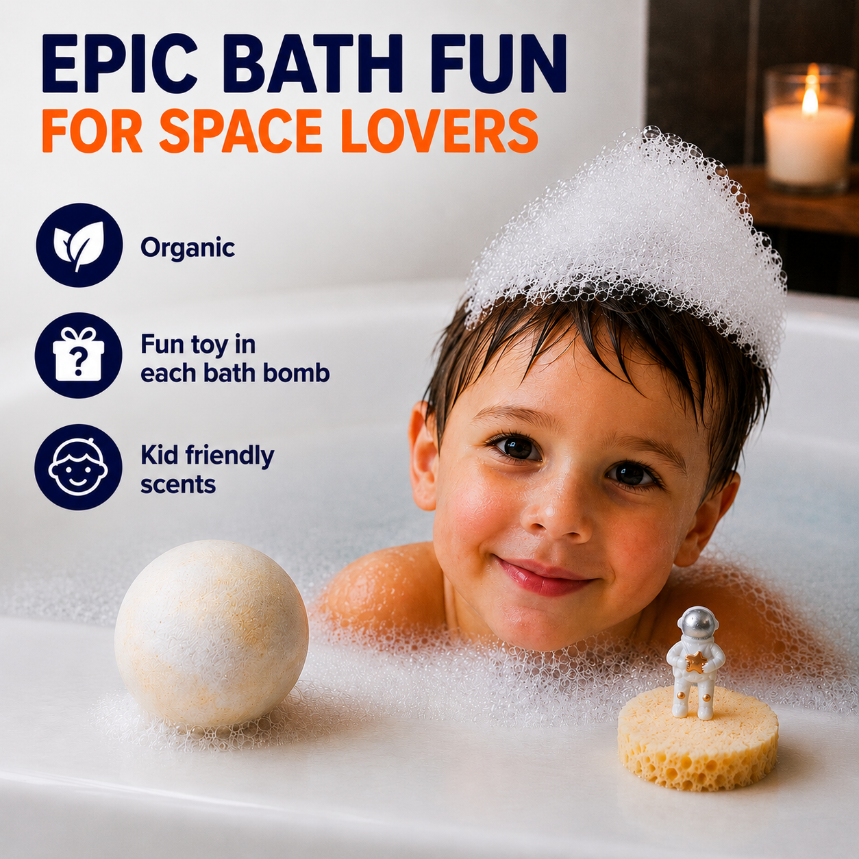 EvolutionUSA 6pc Space Bath Bombs for Boys & Girls