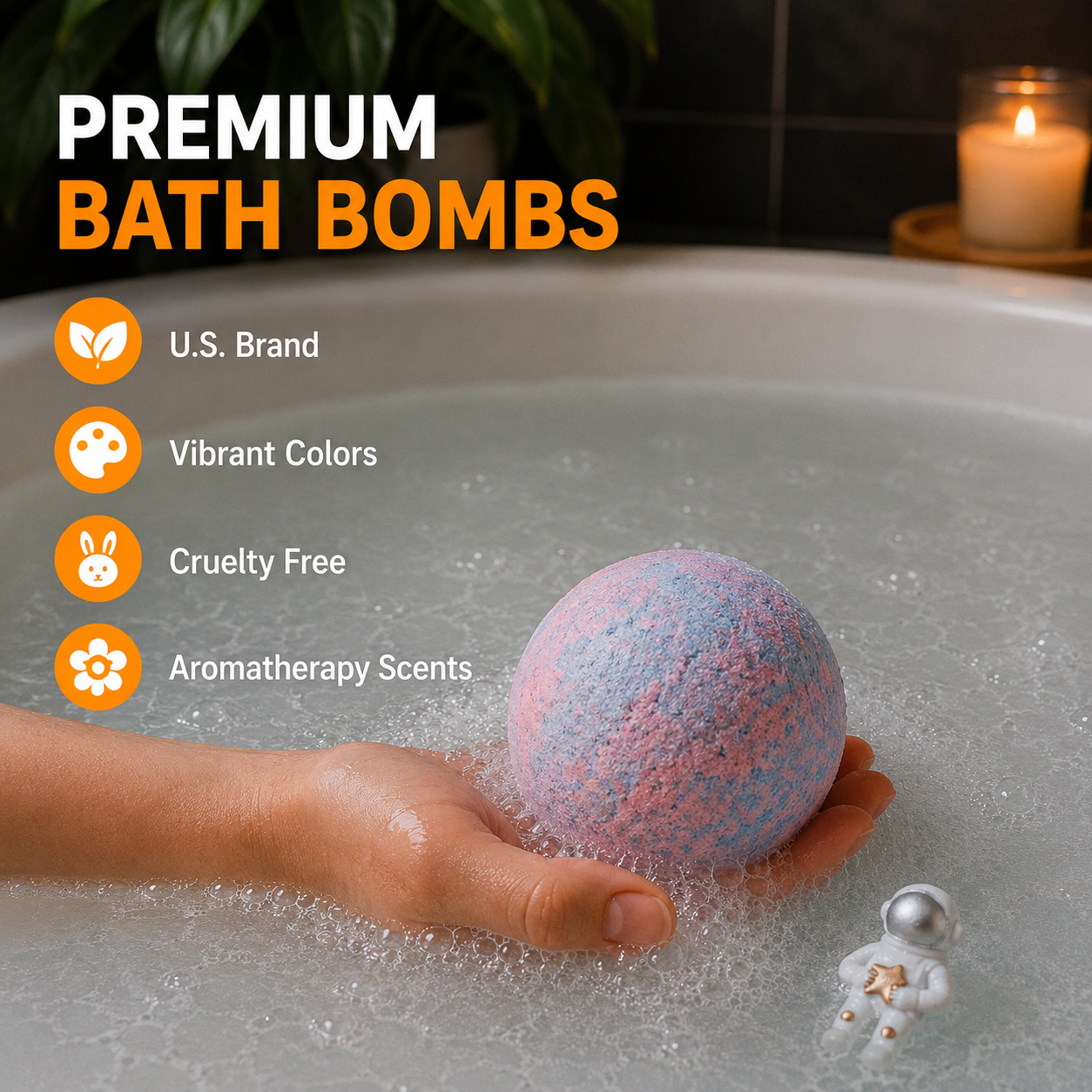 EvolutionUSA 6pc Space Bath Bombs for Boys & Girls