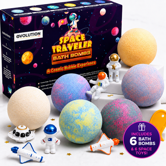 EvolutionUSA 6pc Space Bath Bombs for Boys & Girls