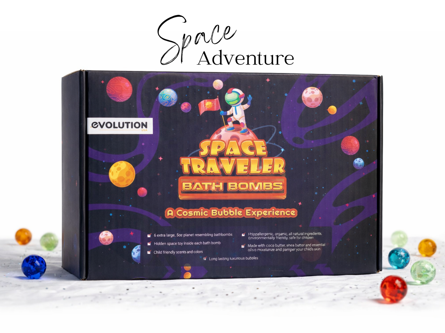 EvolutionUSA 6pc Space Bath Bombs for Boys & Girls