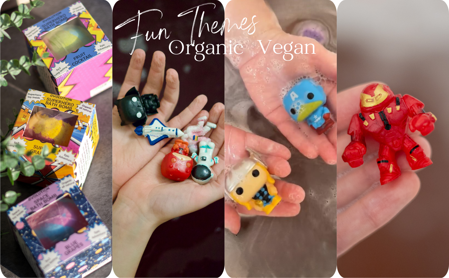 EvolutionUSA 1pc Epic Superhero Bath Bombs for Kids – Super Hero Bath Bomb with Toy Inside, Lush Children Bathbomb Easter, Organic Bathbomb with Surprise Inside, Fun Superhero Bath Fizzer Valentines