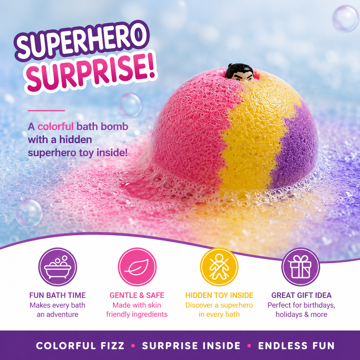 1 Space & 2 Superhero Single Bath Bombs Bundle