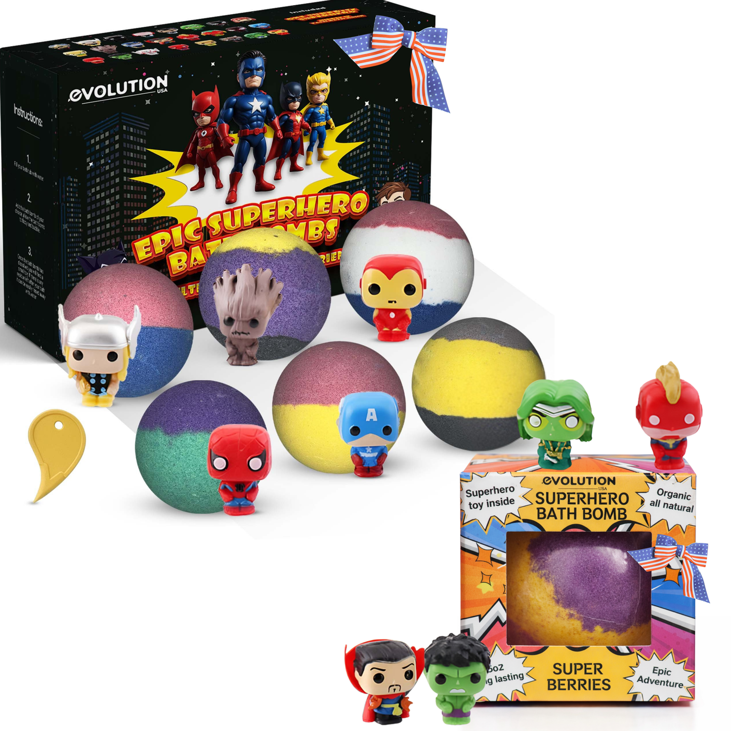 6pc & 1pc Epic Superhero Bundle - black