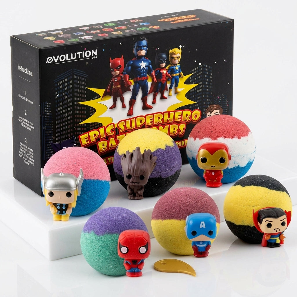 6pc Epic Superhero Bath Bombs - Black
