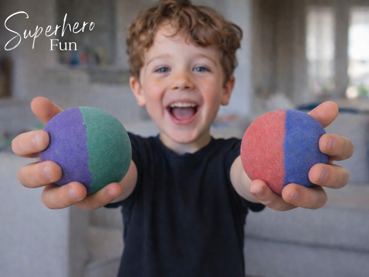 EvolutionUSA 6pc Epic Superhero Bath Bombs for Kids