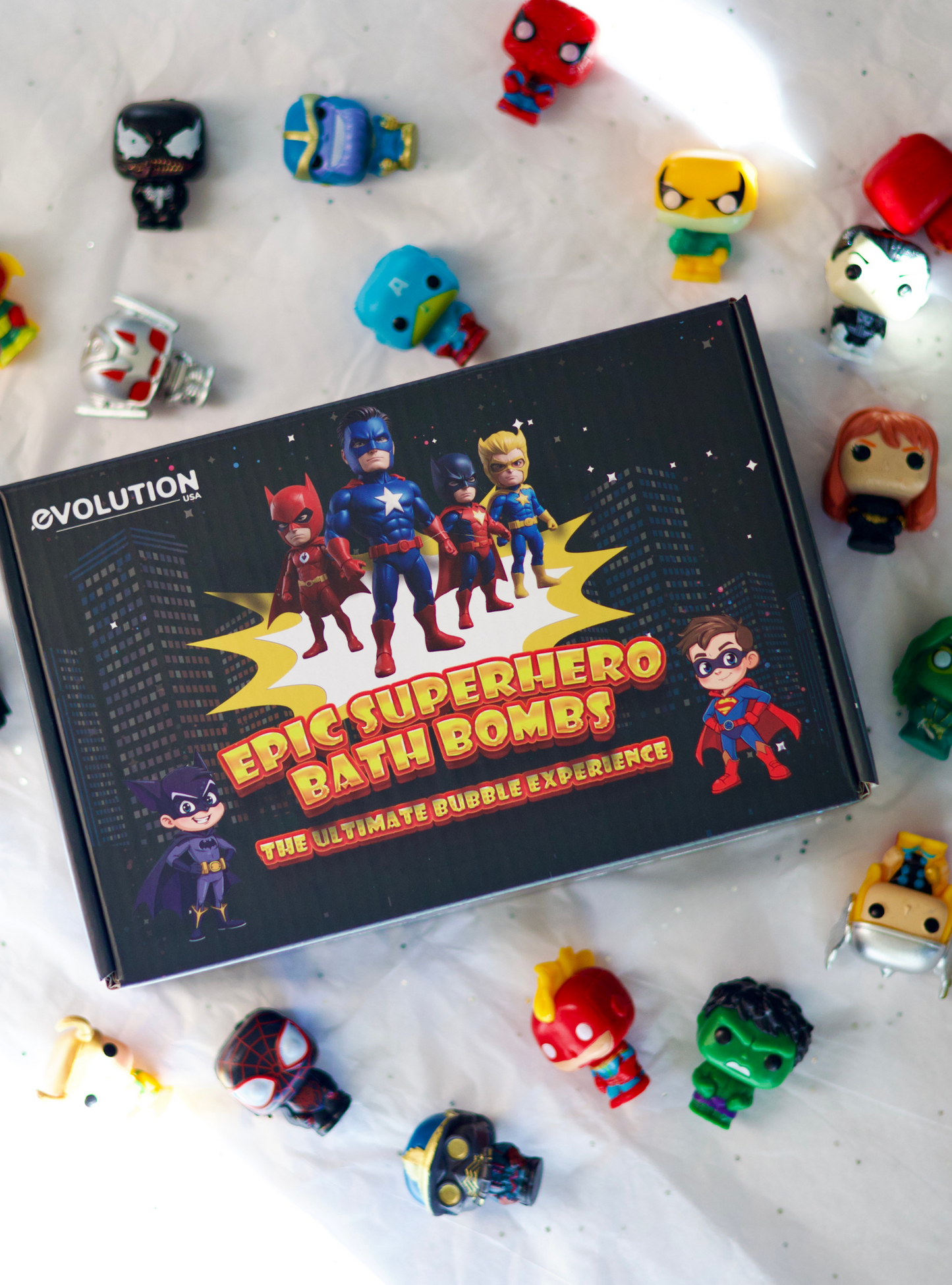 EvolutionUSA 6pc Epic Superhero Bath Bombs for Kids