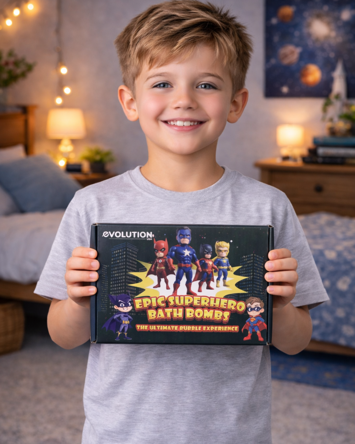 EvolutionUSA 6pc Epic Superhero Bath Bombs for Kids