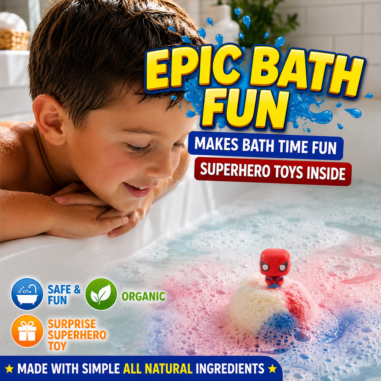6pc Epic Superhero Bath Bombs - Black