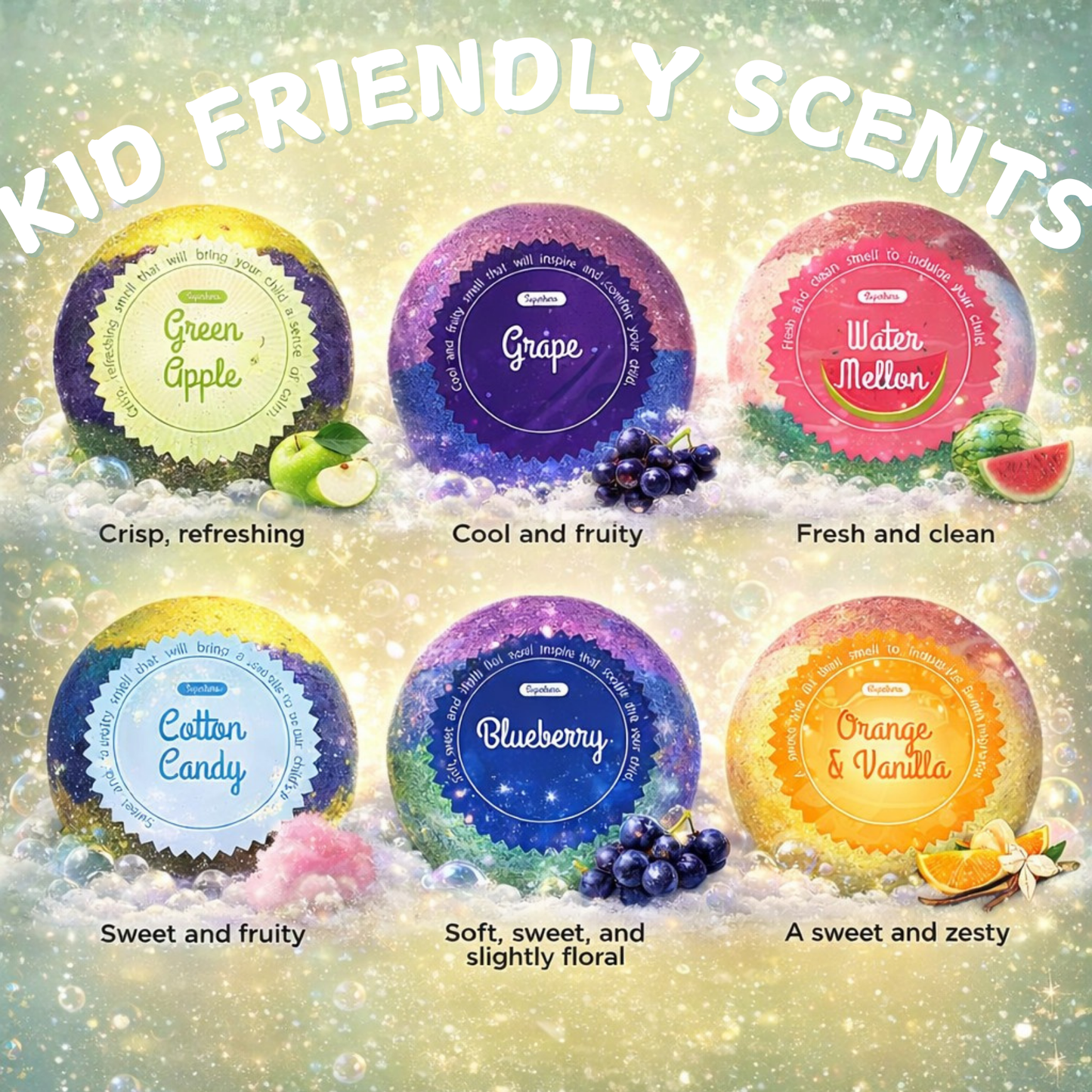 EvolutionUSA 6pc Epic Superhero Bath Bombs for Kids