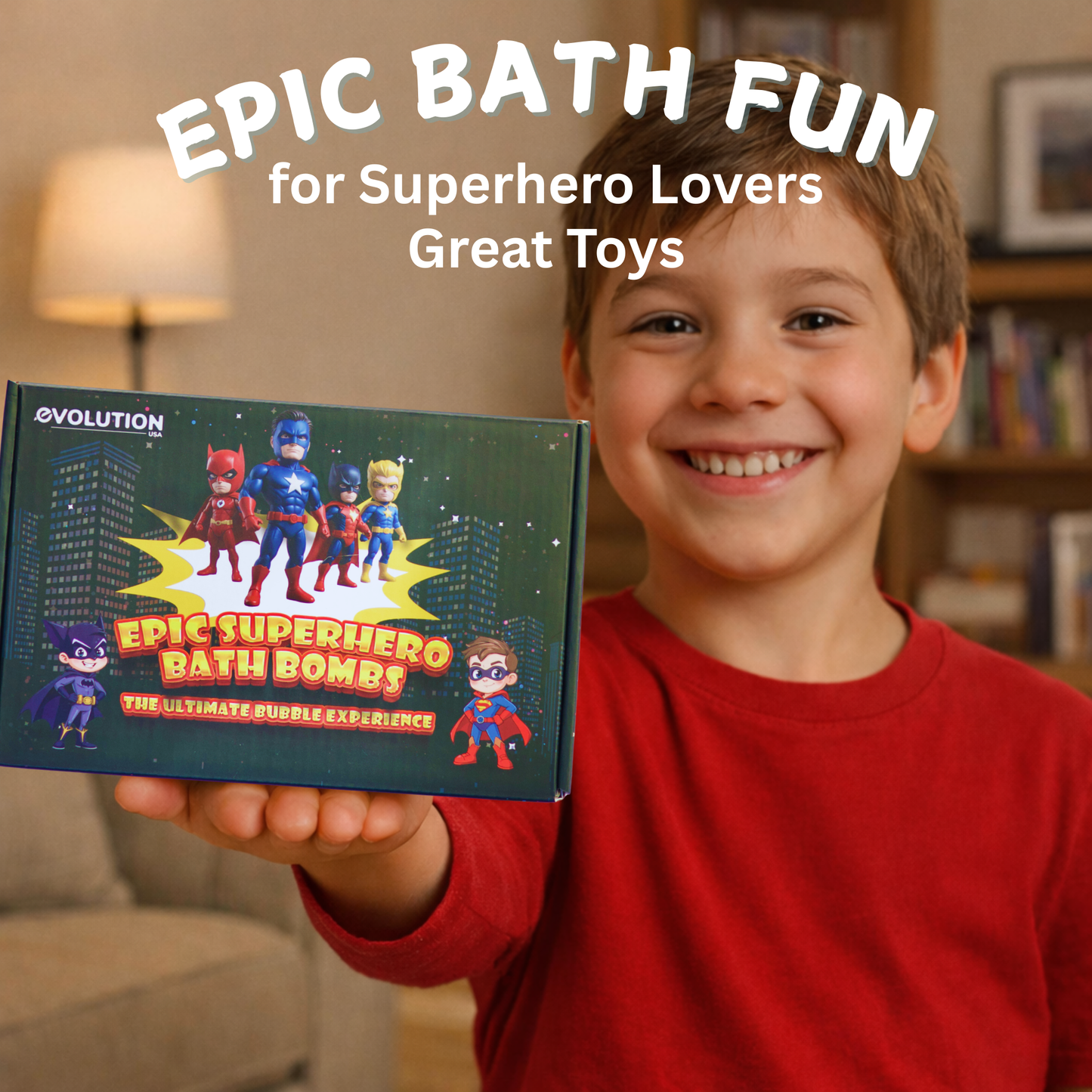 EvolutionUSA 6pc Epic Superhero Bath Bombs for Kids