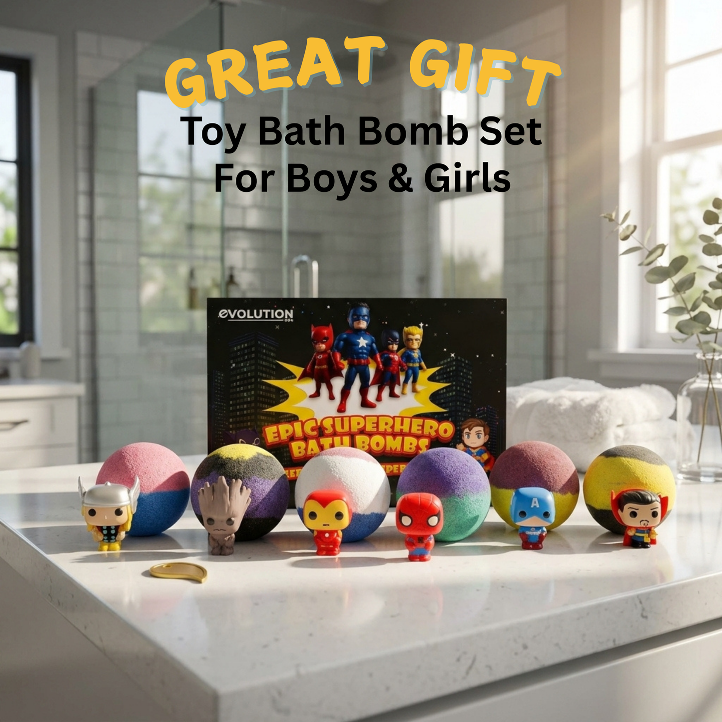 6pc Epic Superhero Bath Bombs - Black