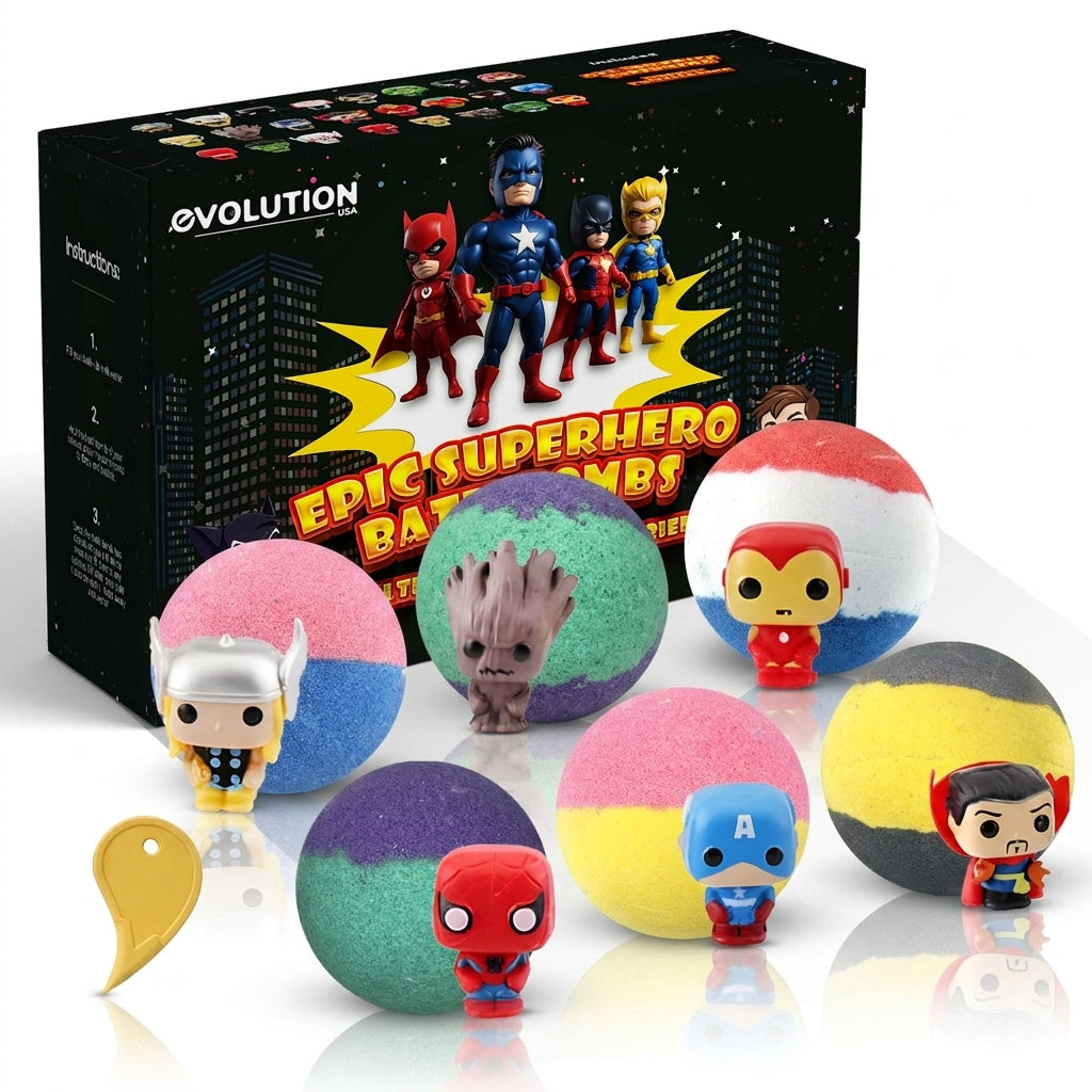 6pc Epic Superhero Bath Bombs - Black