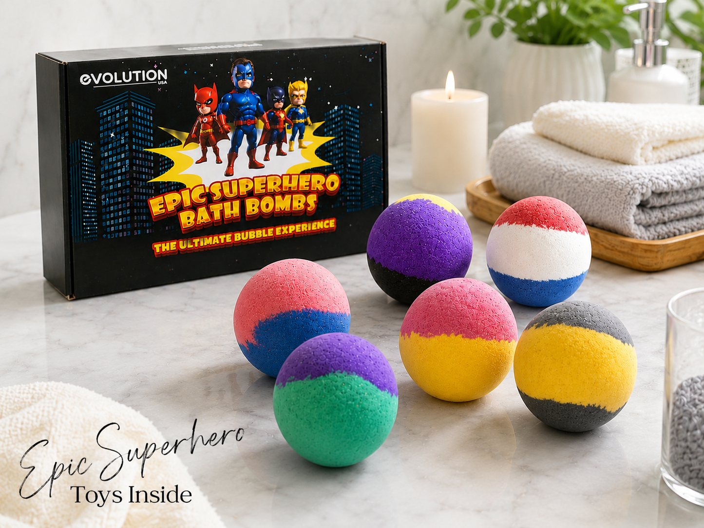 6pc & 1pc Epic Superhero Bundle - black