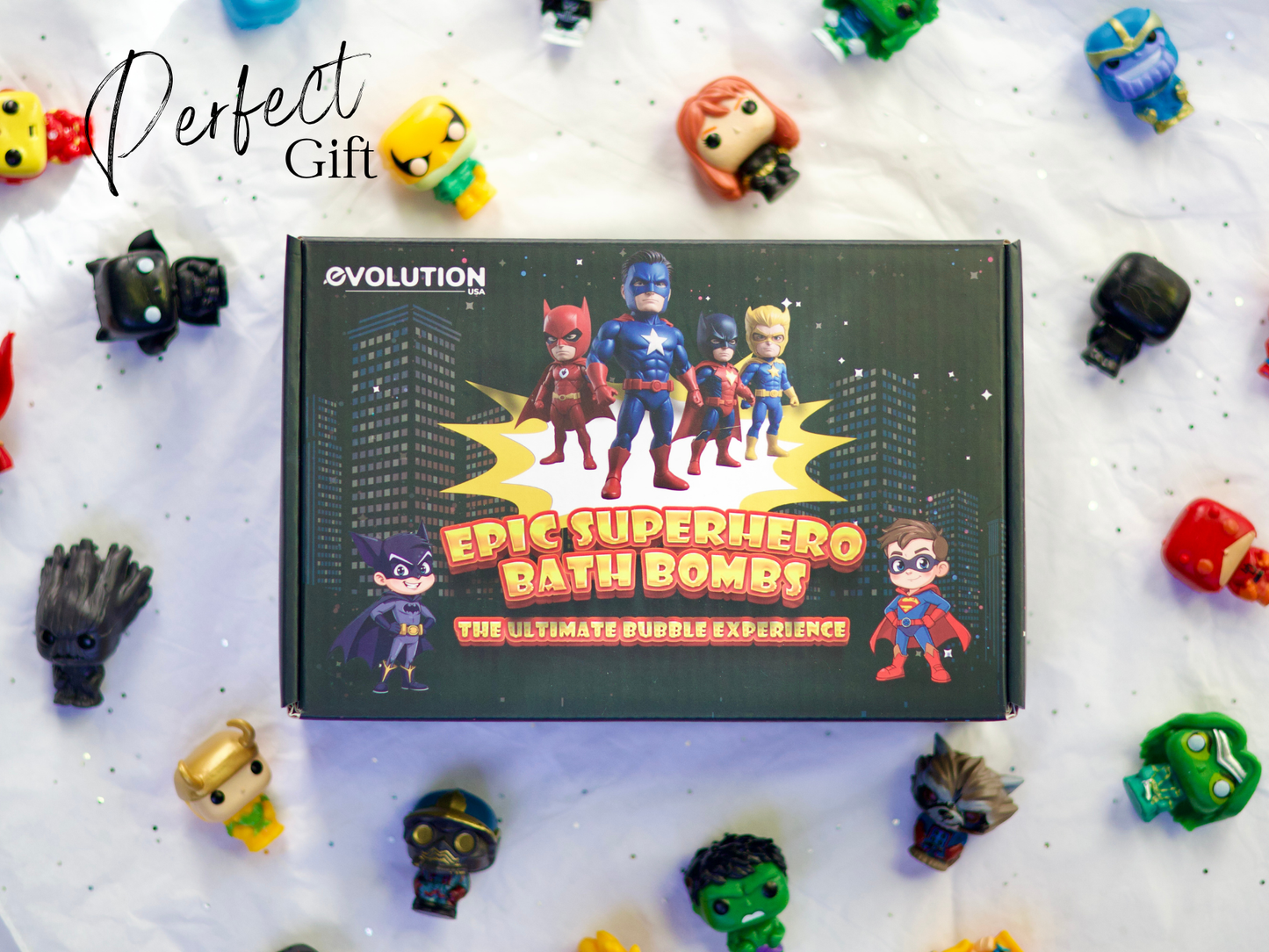 EvolutionUSA 6pc Epic Superhero Bath Bombs for Kids
