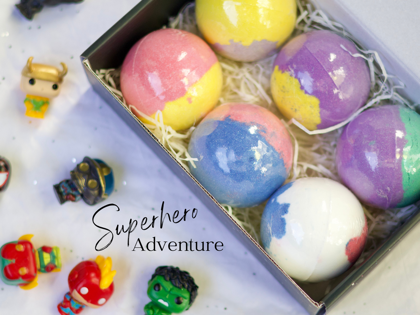 EvolutionUSA 6pc Epic Superhero Bath Bombs for Kids
