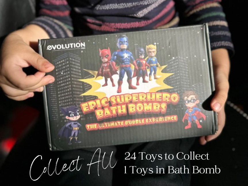 EvolutionUSA 6pc Epic Superhero Bath Bombs for Kids