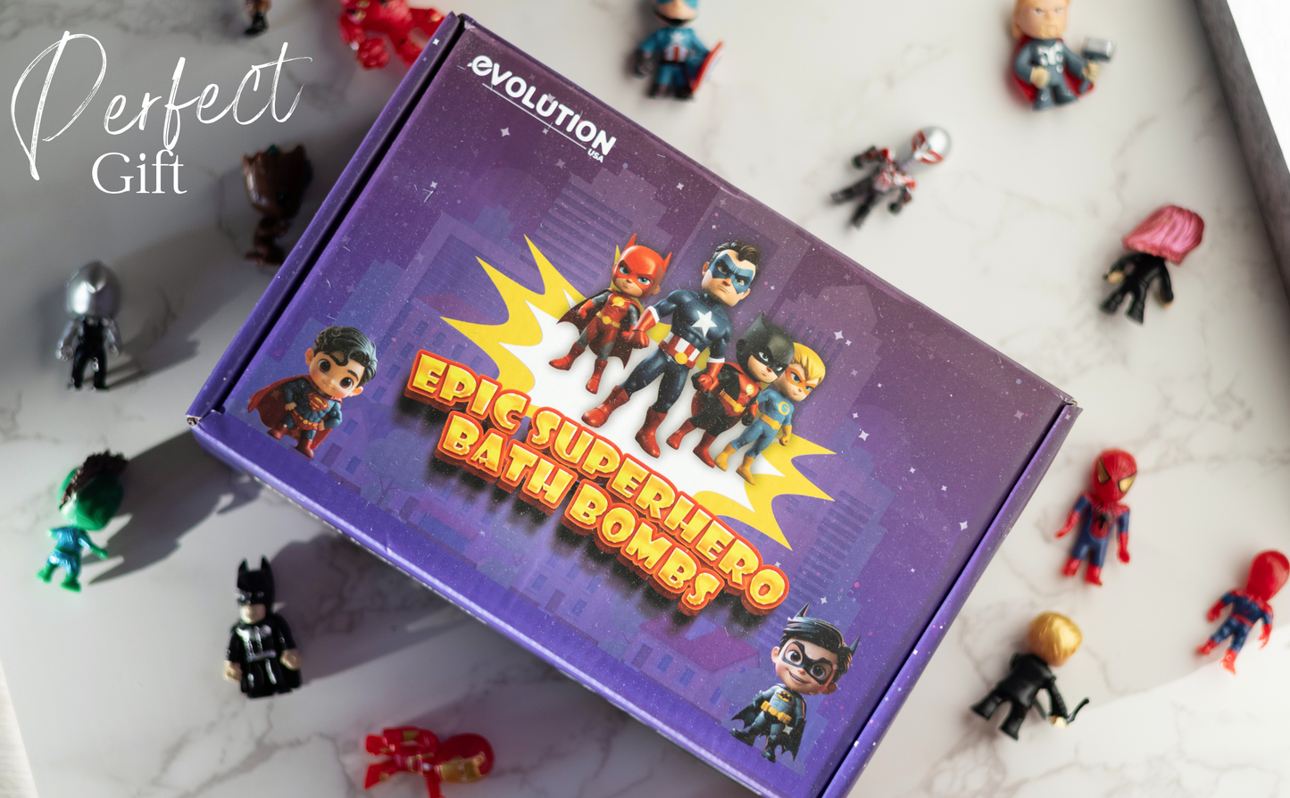 EvolutionUSA 6pc Epic Superhero Bath Bombs for Kids