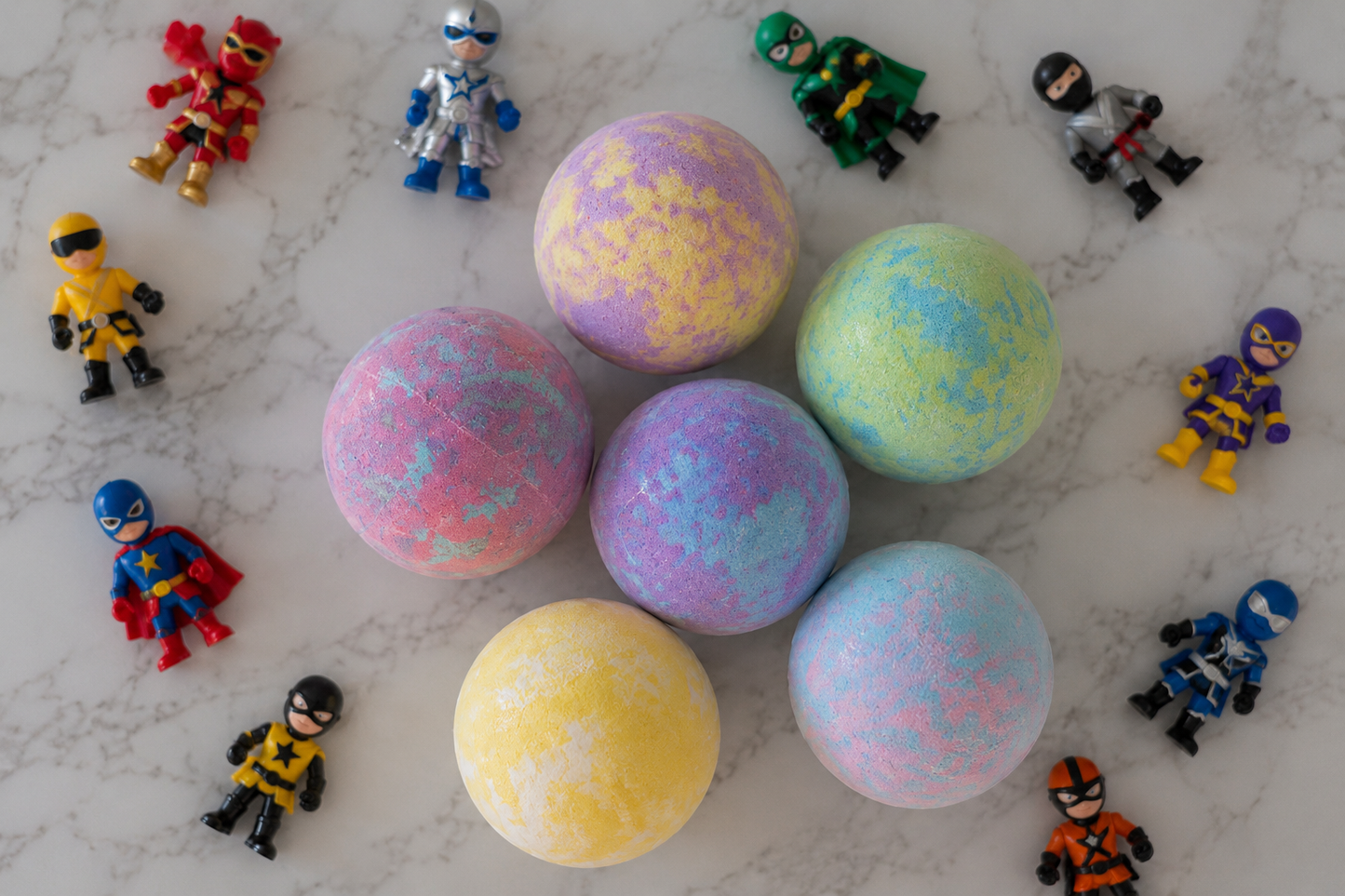 EvolutionUSA 6pc Epic Superhero Bath Bombs for Kids