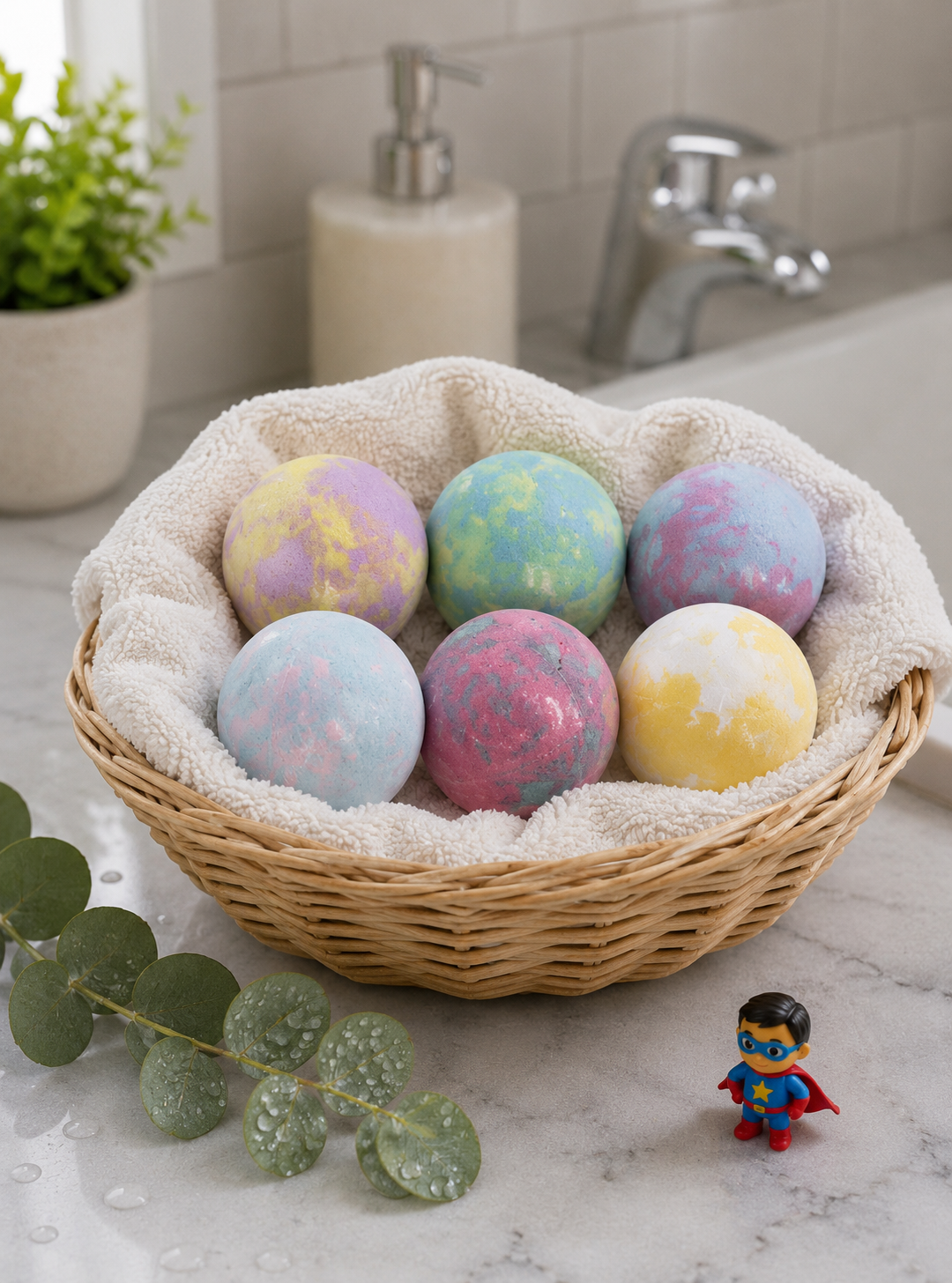 EvolutionUSA 6pc Epic Superhero Bath Bombs for Kids