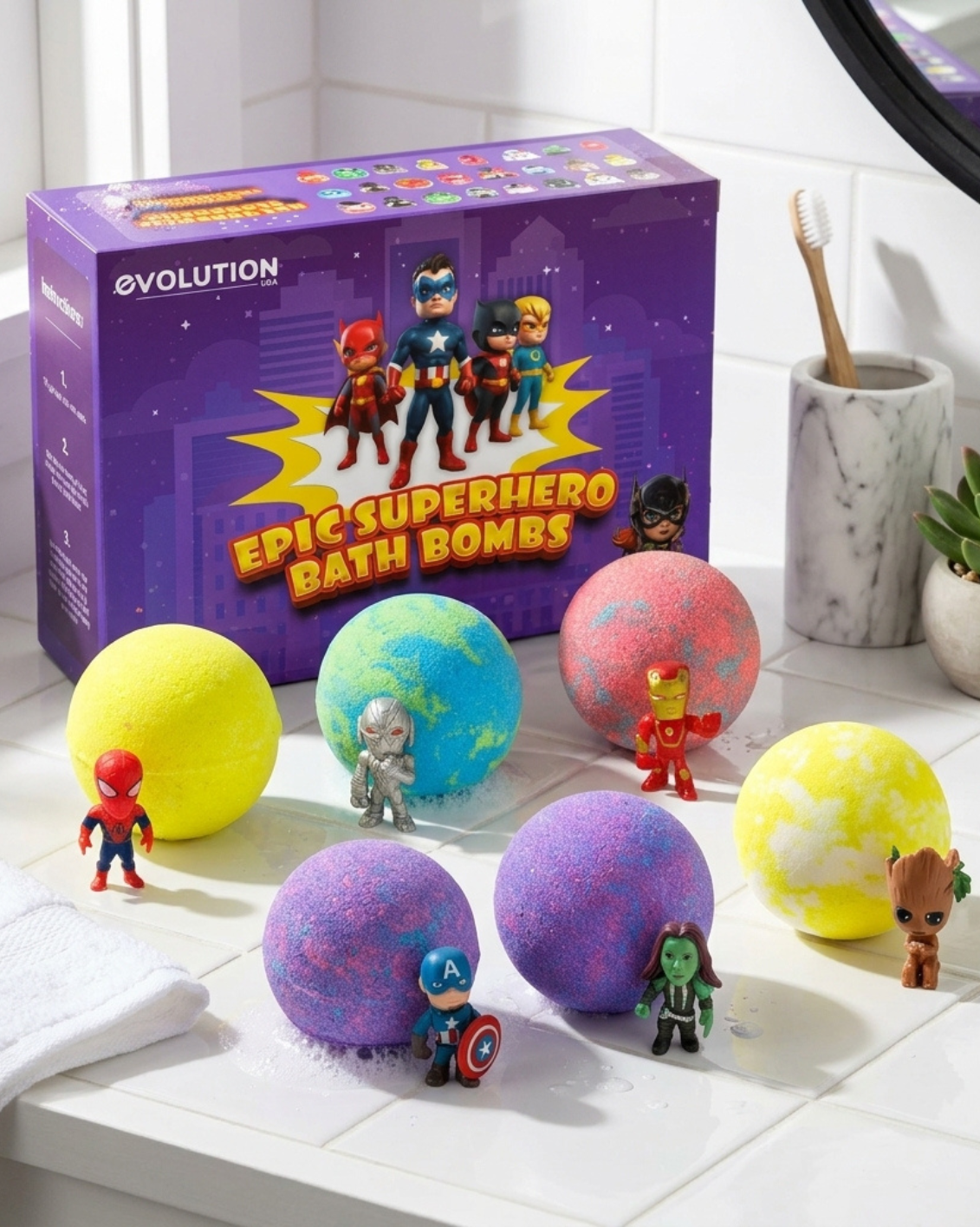 6pc Epic Superhero Bath Bombs - Purple