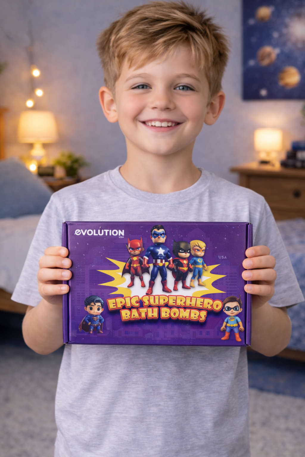 EvolutionUSA 6pc Epic Superhero Bath Bombs for Kids
