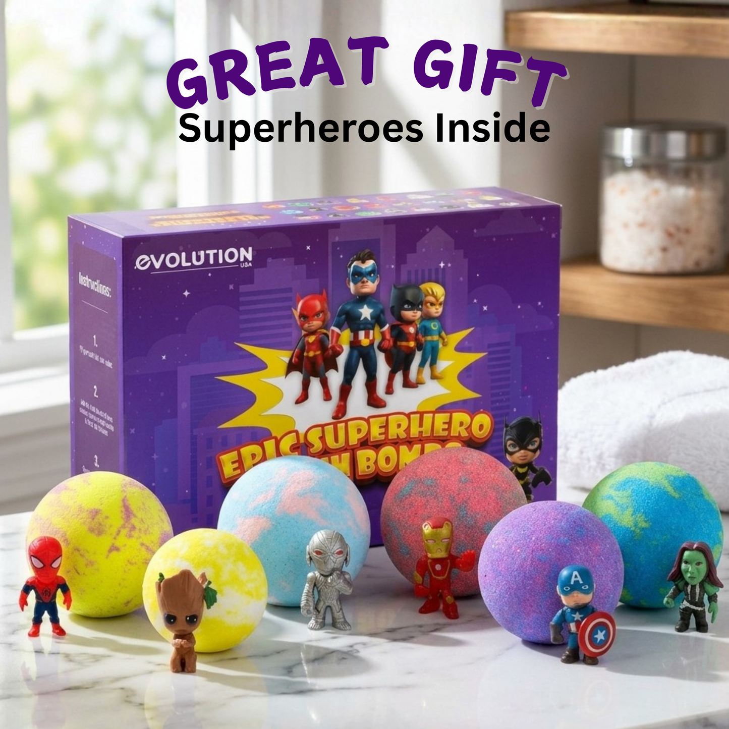 6pc Epic Superhero Bath Bombs - Purple