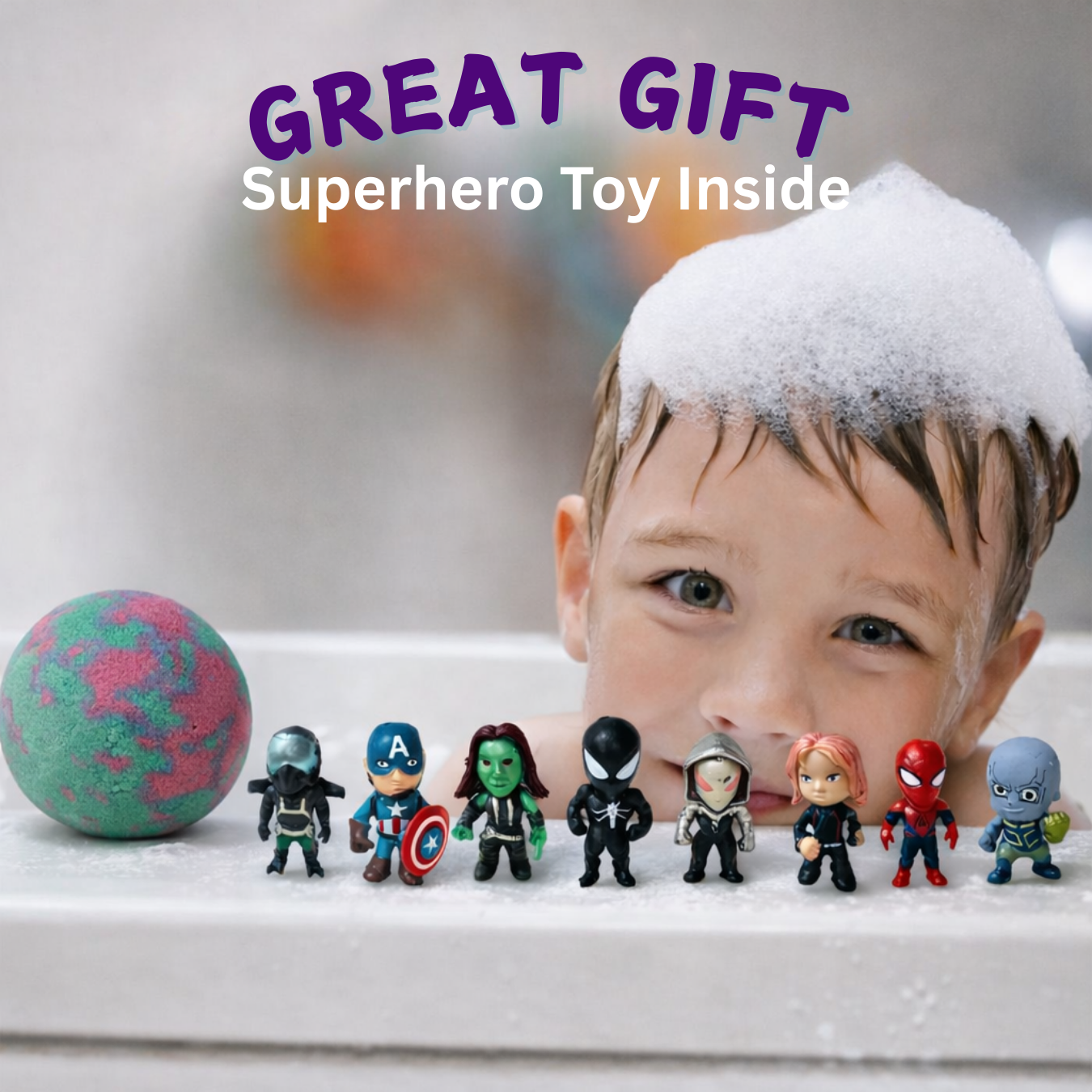 EvolutionUSA 6pc Epic Superhero Bath Bombs for Kids