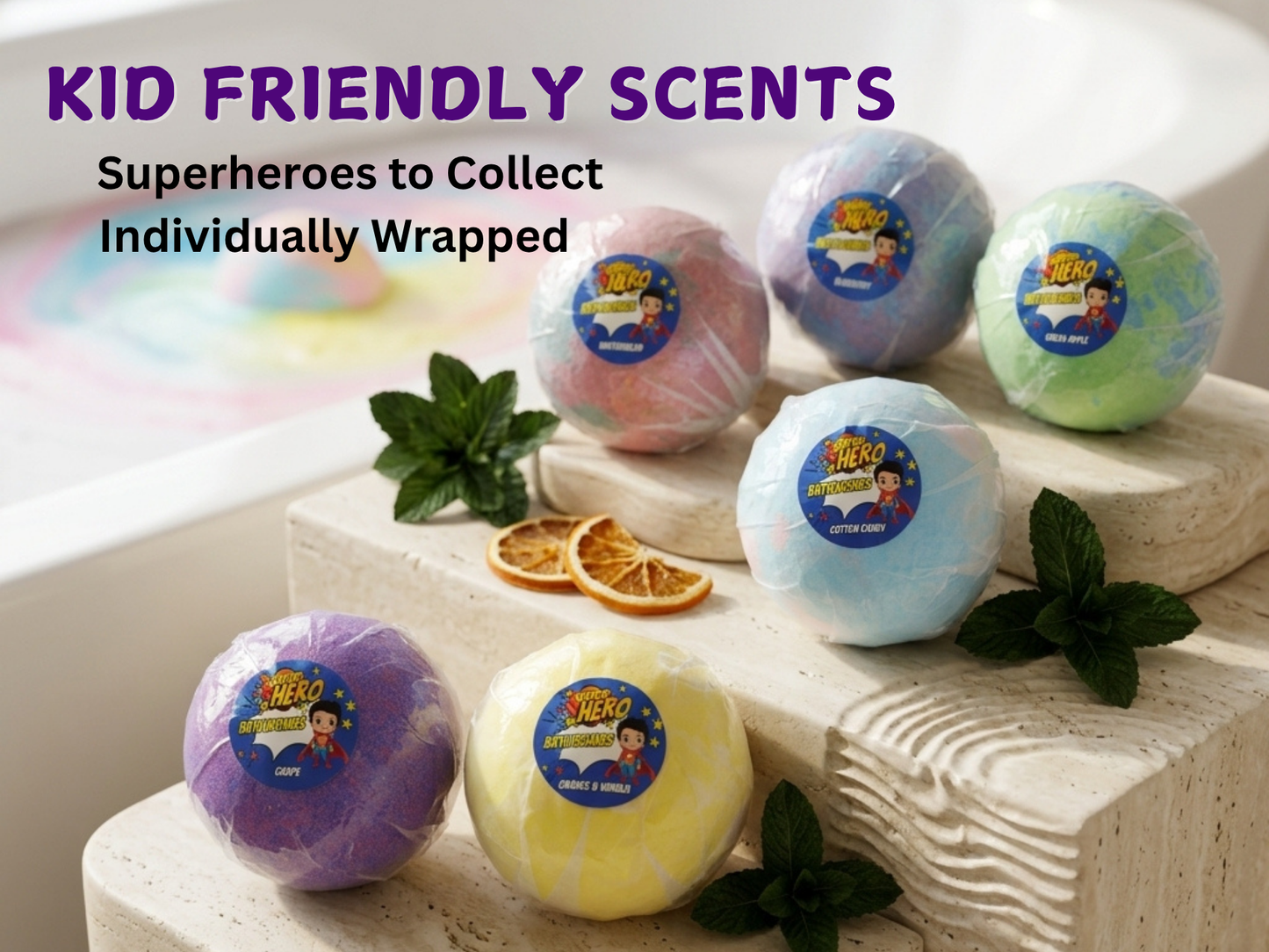 6pc Epic Superhero Bath Bombs - Purple