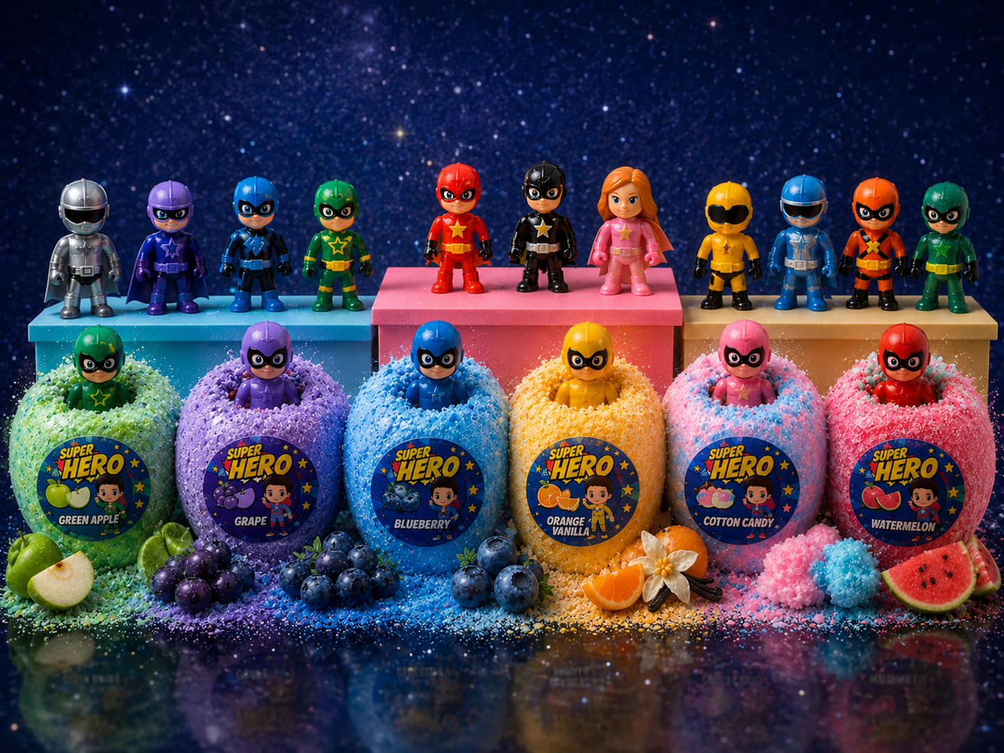 EvolutionUSA 6pc Epic Superhero Bath Bombs for Kids